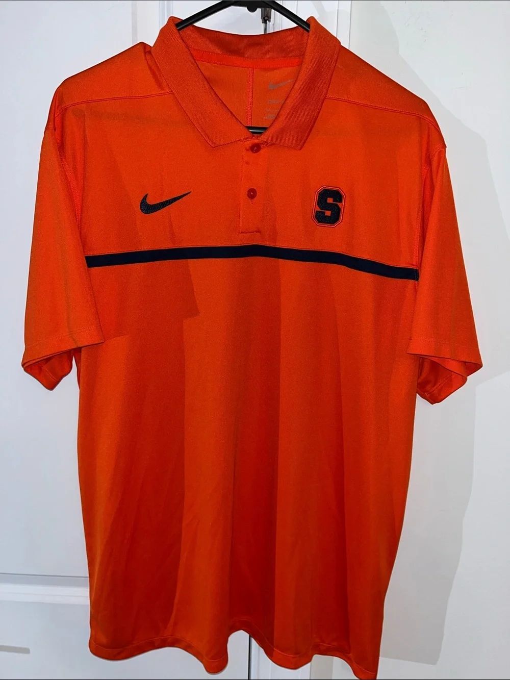 Nike Dri Fit Syracuse Orange Work out SS Poly Gym Team Golf Polo Mens Shirt L